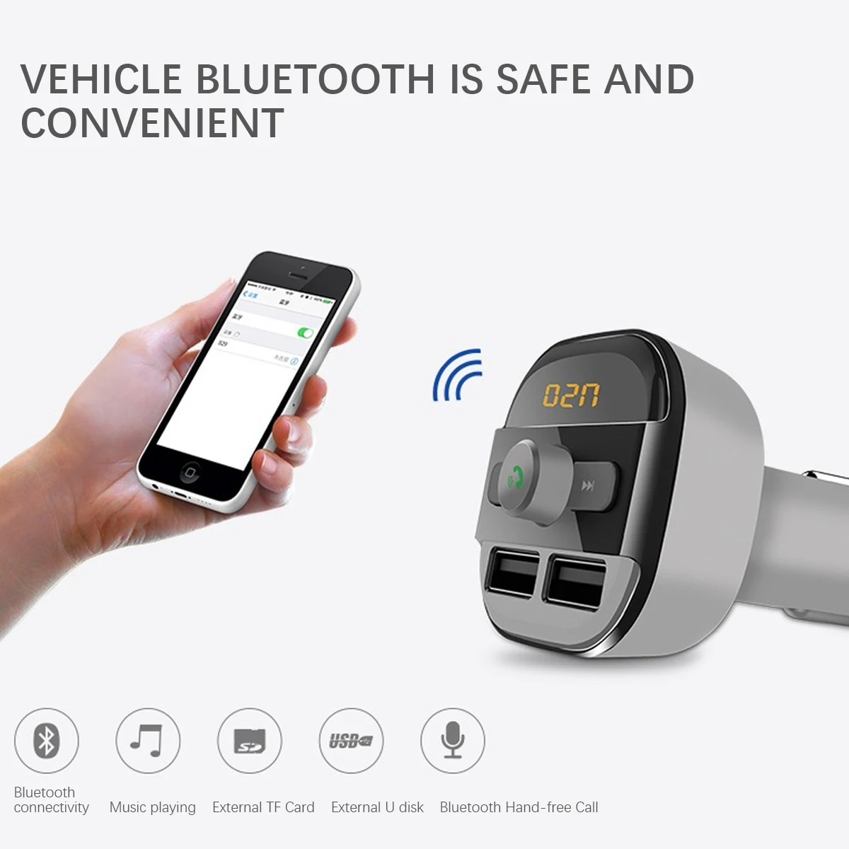 BT20 Dual USB 4 0 + 2.1A автомобильное зарядное устройство Bluetooth fm передатчик светодиодный