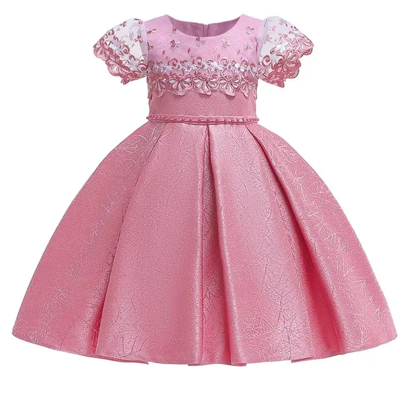 Dark pink Коллекция года, вечерние платья для девочек, Летние Детские платья для девочек, одежда для детей, платье принцессы с жемчугом элегантное вечернее платье - Цвет: Dark pink