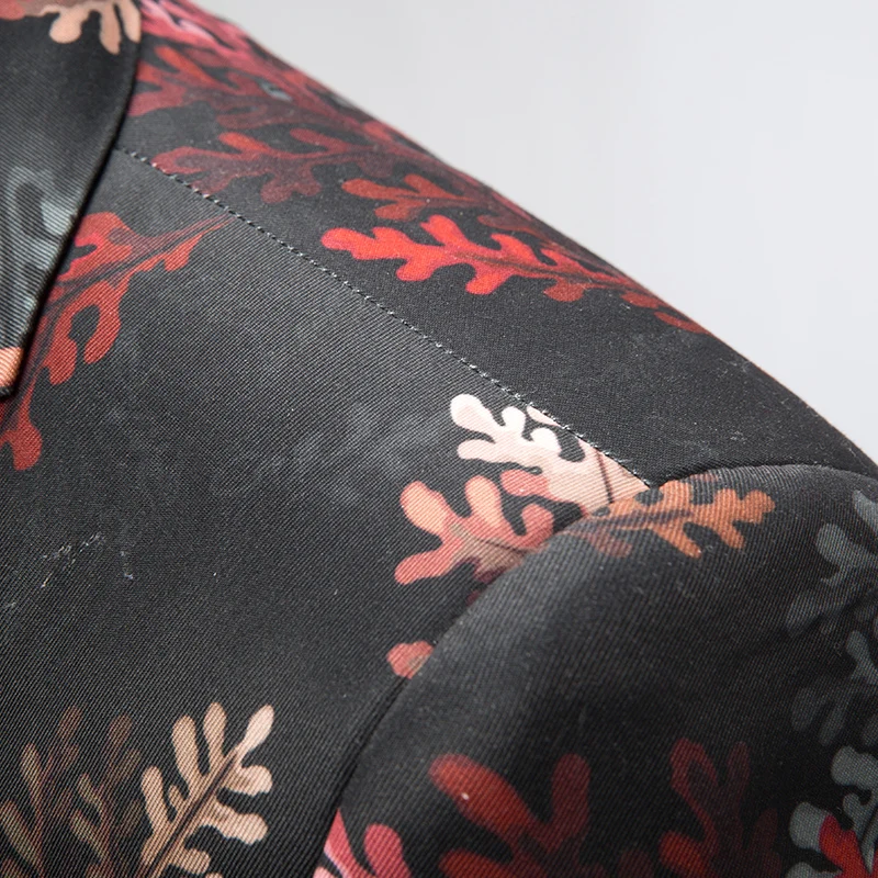 (Куртка + жилет брюки) 2018 платье ведущего вечера с узором листьев мужские костюмы