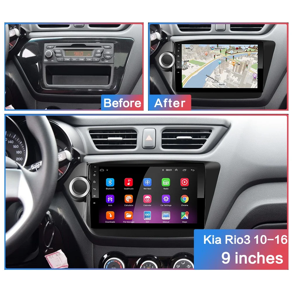 2G+ 32G " 2din Android 8,1 GO автомобильный dvd-плеер для Kia Rio 3 Rio 4 2010 2011 2012 2013- автомобильный Радио gps навигация wifi плеер