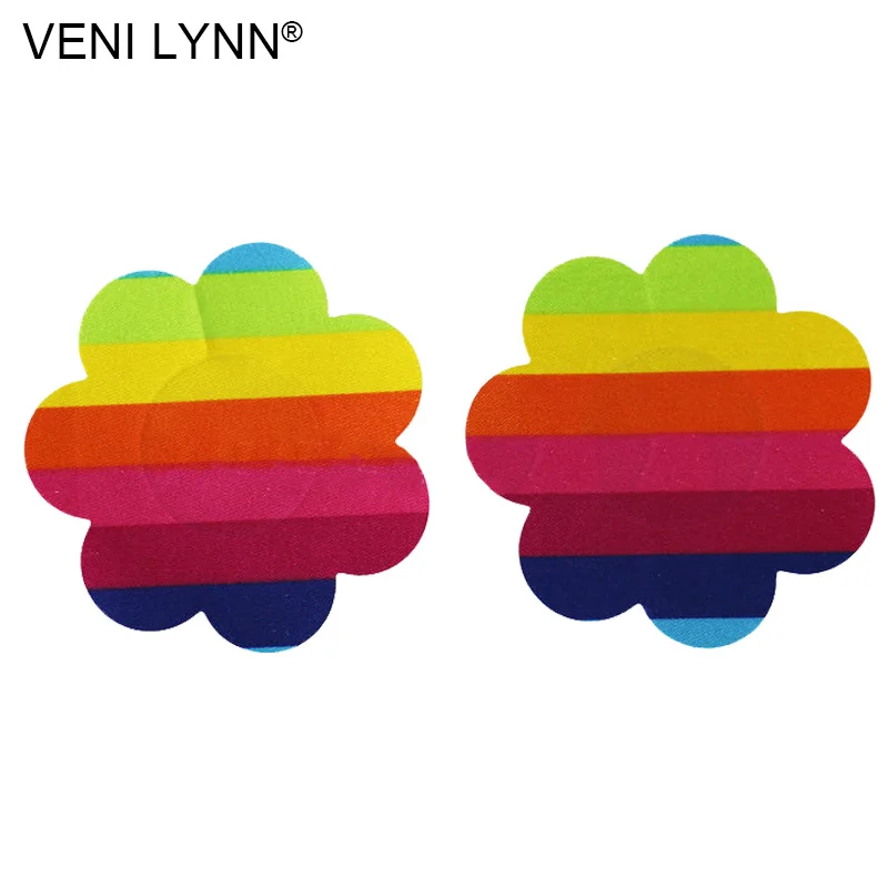 VENI LYNN 5 пар радужных лент Одноразовые наклейки на соски лепестки груди Череп