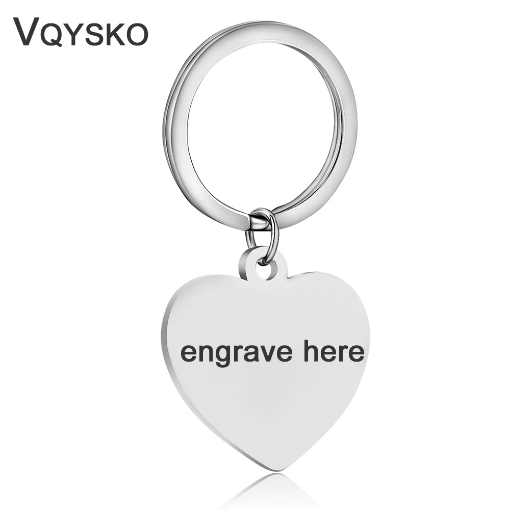 IA1010 SILVER Модная цепочка для ключей с геометрическим дизайном, Заказная гравировка, ювелирный брелок из нержавеющей стали, брелок для ключей, подарок для пары для мужчин и женщин - Цвет: IA1010 SILVER