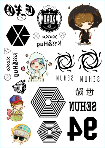 2014 Новинка 5 шт. 1 лот EXO волк временные татуировки наклейки Body лица Arm Поклонники