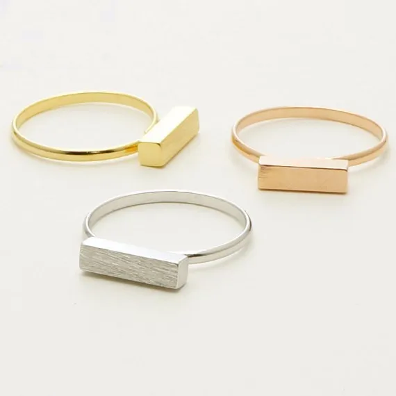 New BFF Minimal Thin Cubic Bar Rings For Women Men's Boho Jewelry Stainless Steel Gold Silver Color Ring Friendship Gifts