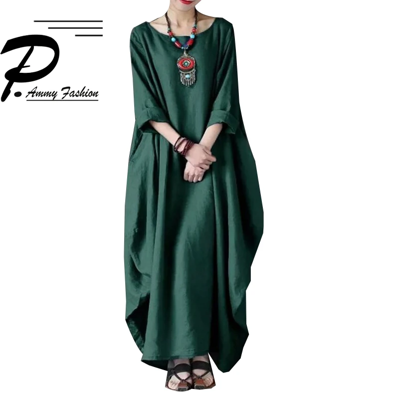 Взрывные Модели свободные большие размеры хлопок и лен платье 2019 сезон: