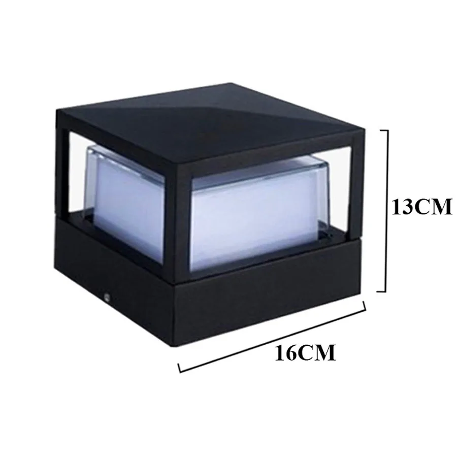 12W Square Add Cover BEIAIDI открытый сад крыльцо столб светильник 12 Вт вилла отель шлюз Газон лампа водонепроницаемый Пейзаж Двор палубная колонна лампа - Испускаемый цвет: 12W Square Add Cover