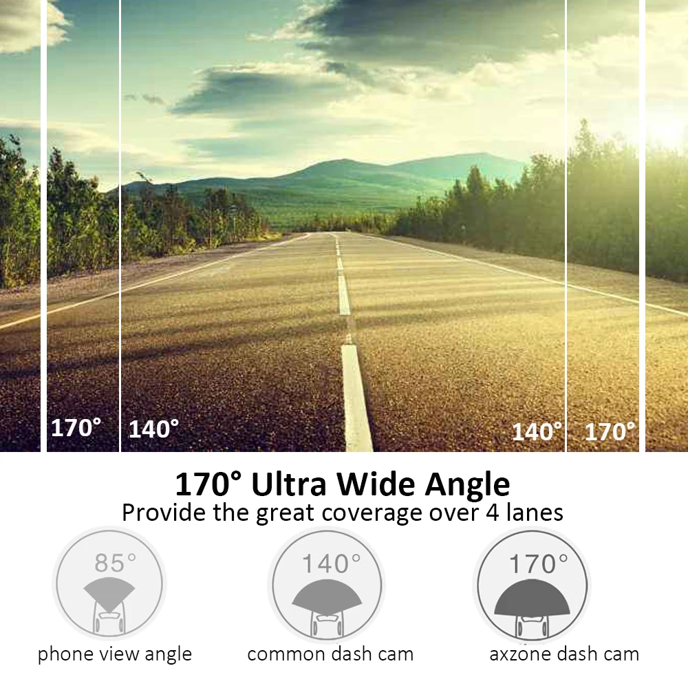 AXZONE D052S Автомобильный видеорегистратор Full HD 1080P с супер ночным видением WDR g сенсор