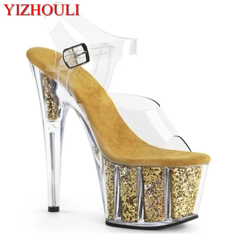

The newest on the market 15 centimeters thick high-heeled shoes, sexy sequin waterproof platform, fashionable female sandal