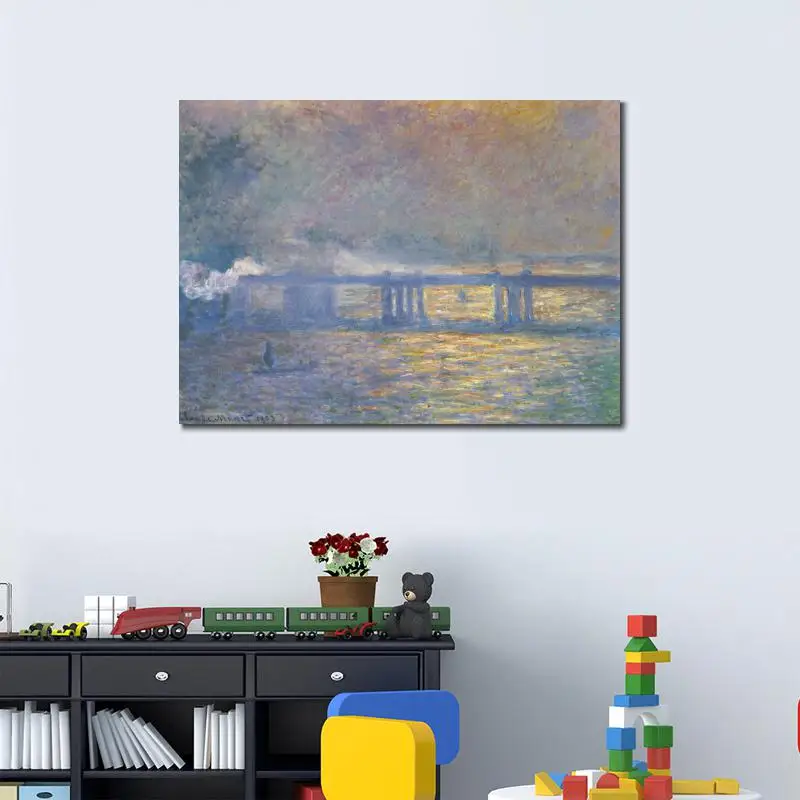 Hand Painted Oil paintings Claude Monet Canvas art Charing Cross Bridge High quality home decor | Дом и сад