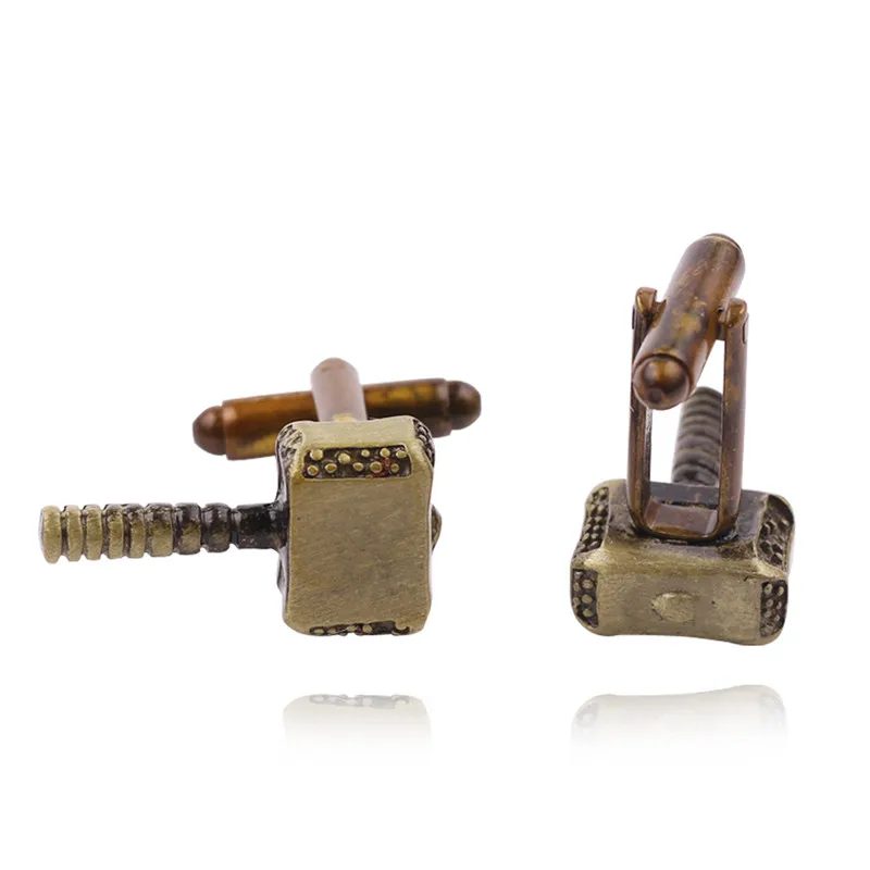 Металлические запонки Mar Thor Hammer,, Мстители, конечная съемка фильма, серия супергероев, запонки для мужчин, запонки для рубашки