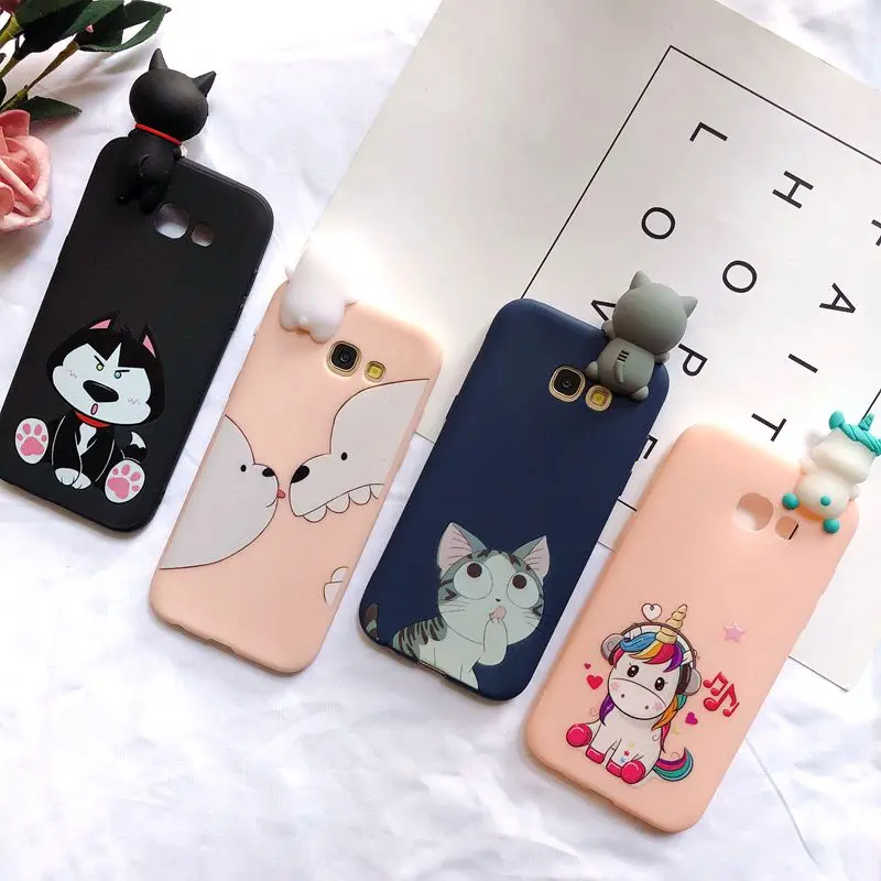 A30 A50 M10 M20 3D чехол для Etui samsung Galaxy A6 A7 A8 A9 2018 Kawaii Медведь Единорог A3 A5 2017