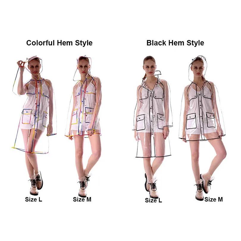 Женский прозрачный длинный плащ с капюшоном из ЭВА|women raincoat|raincoat fashionfashion rain jackets |