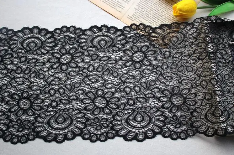 2 м/лот 20 см черная эластичная кружевная отделка DIY ремесла Швейные аксессуары для