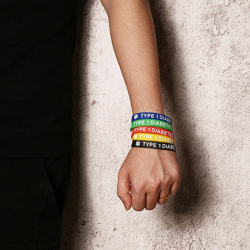 5 шт. силиконовые резиновые браслеты для диабетов|emergency bracelet|id wristbandmedical alert |