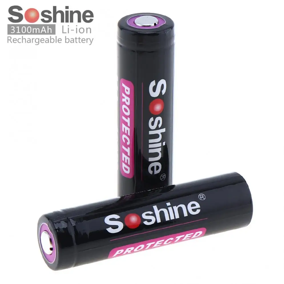2 шт./лот Soshine высокой Ёмкость 3100mAh 3 7 V Защищенный 18650 литий ионный аккумулятор