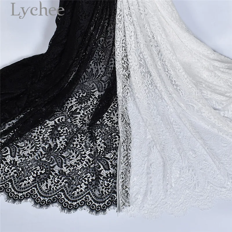 Lychee Life 150 ширина французская кружевная ткань для ресниц черно-белая эластичная DIY