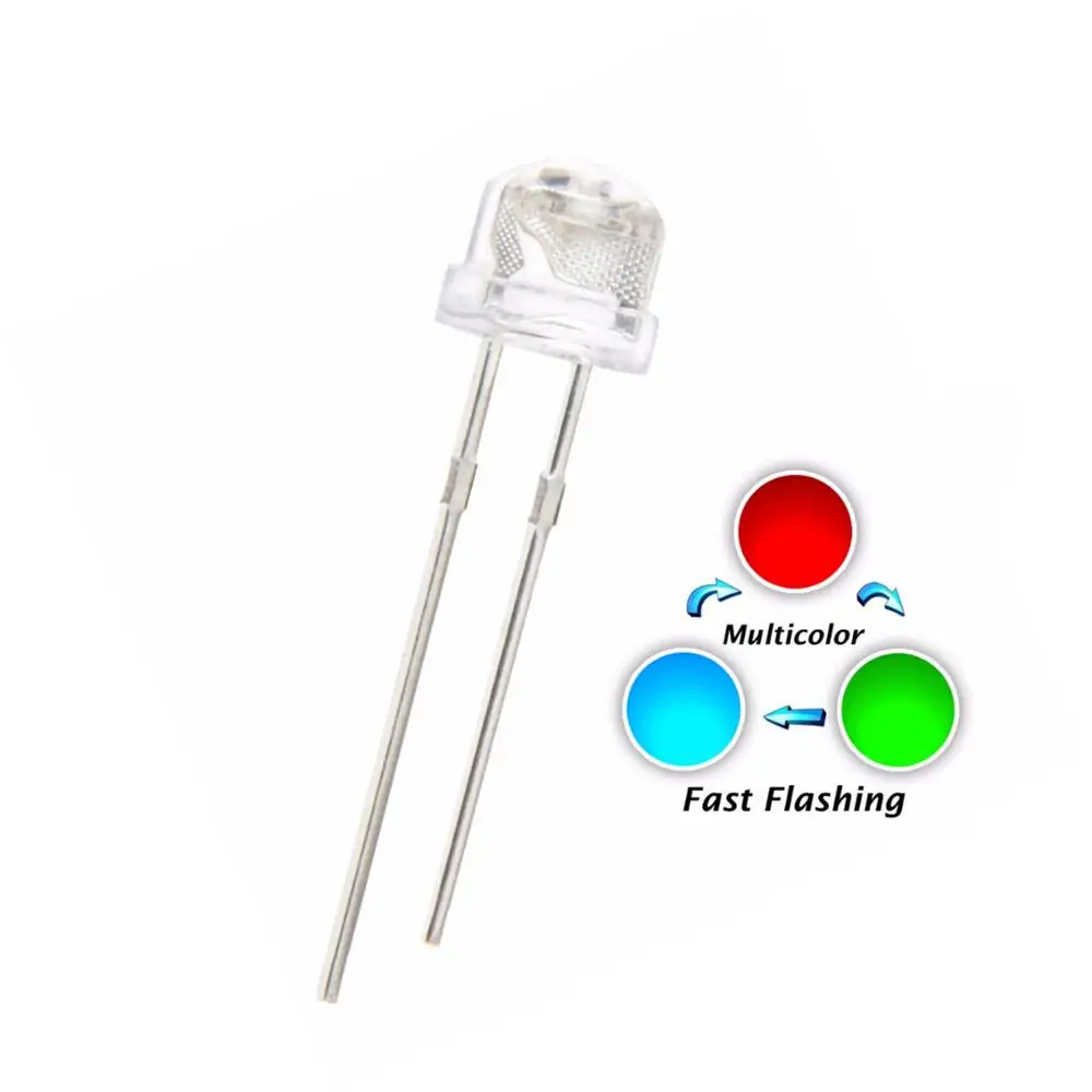 100 шт. 5 мм соломенная шляпа RGB светодиодсветодиодный лампа с быстрой вспышкой