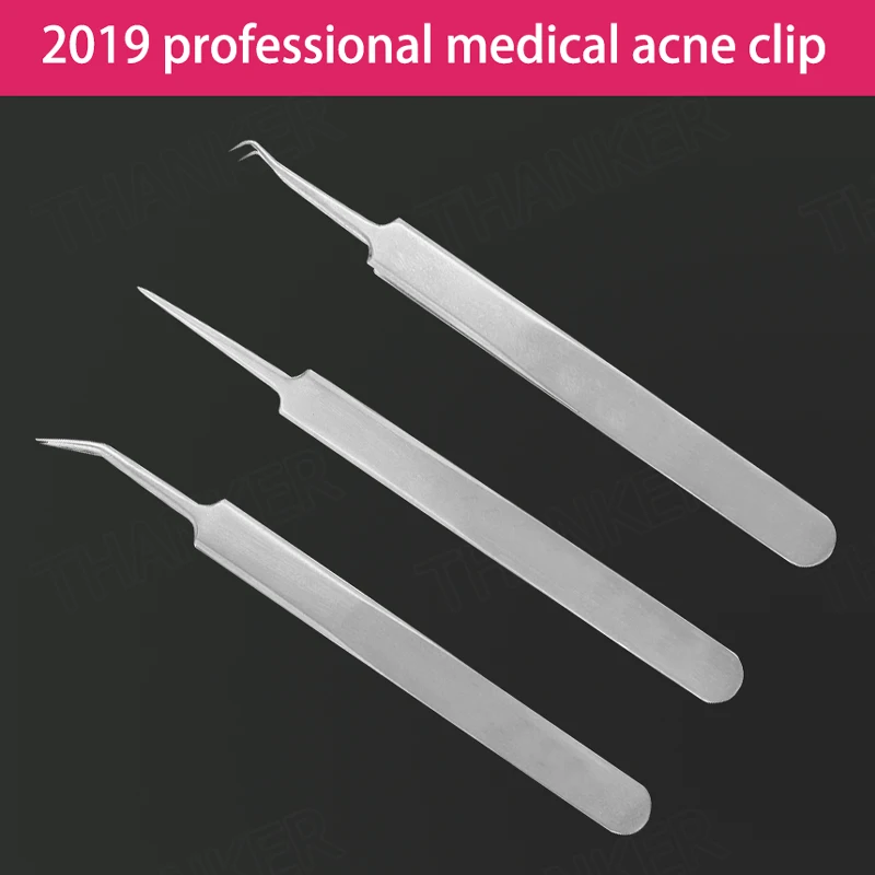 Professional tweezers acne clip Best blackhead tweezer eyebrow medical grade Stainless Steel super sharp pinhead treatment | Красота и