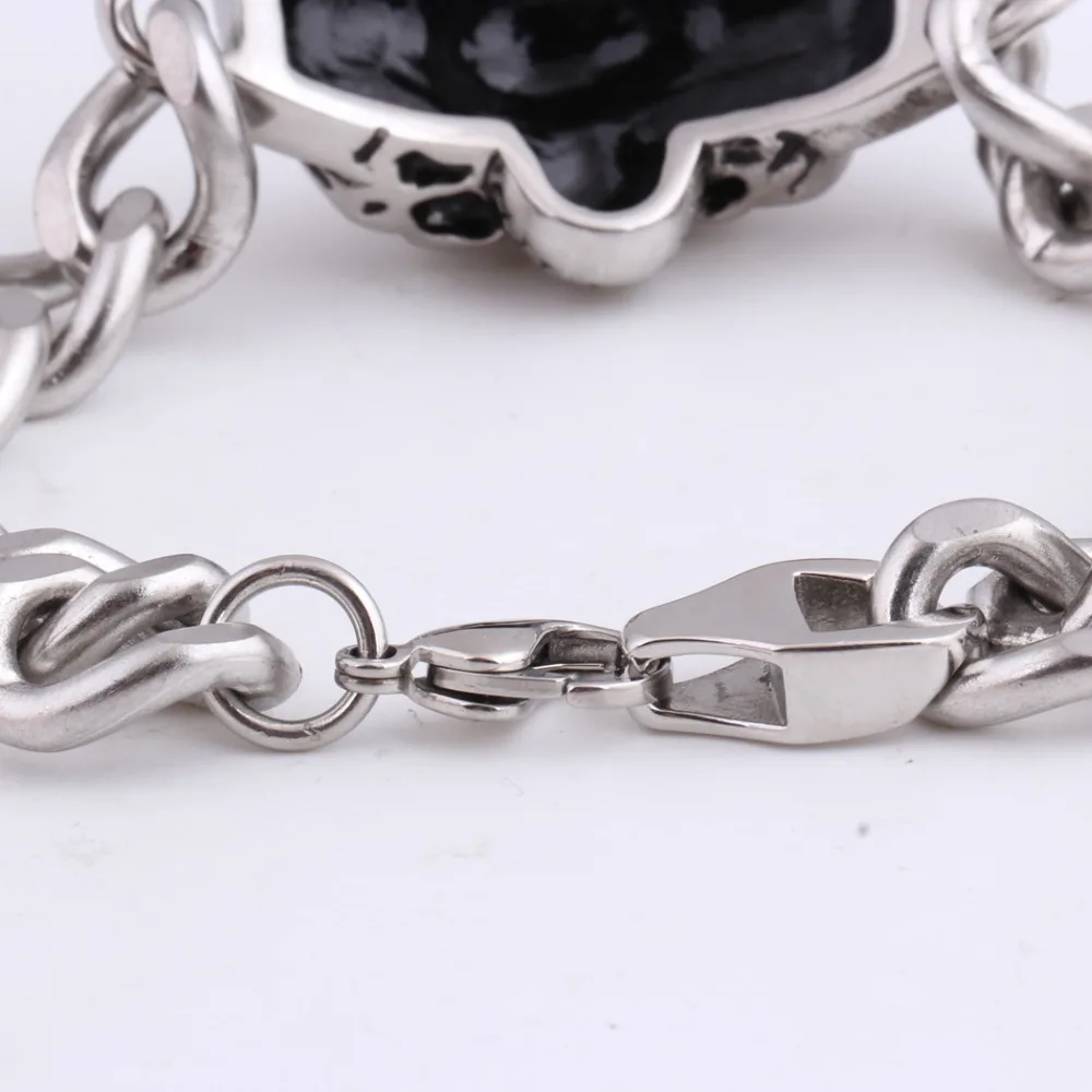 Оптовая продажа браслет из нержавеющей стали с черепом защелкой мужские