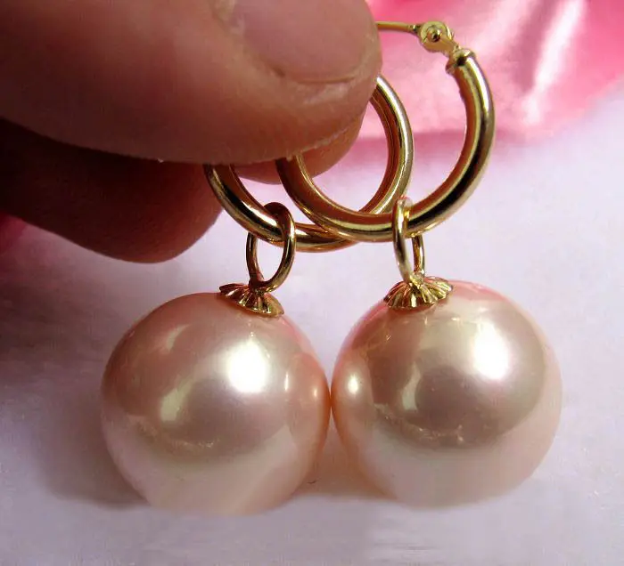 Огромные 16 мм идеальные круглые жемчужные серьги в виде ракушек из южного моря r