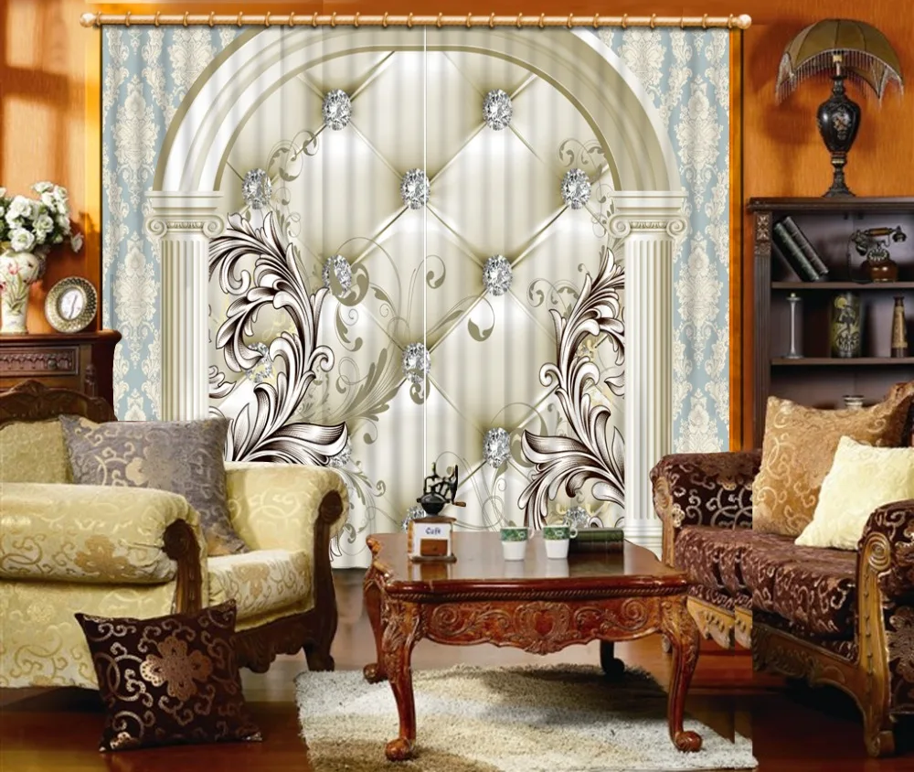 

European Luxury Window Curtain Blackout Living Room Bedroom Roman Cortinas Drapes High Quality Shading Curtains