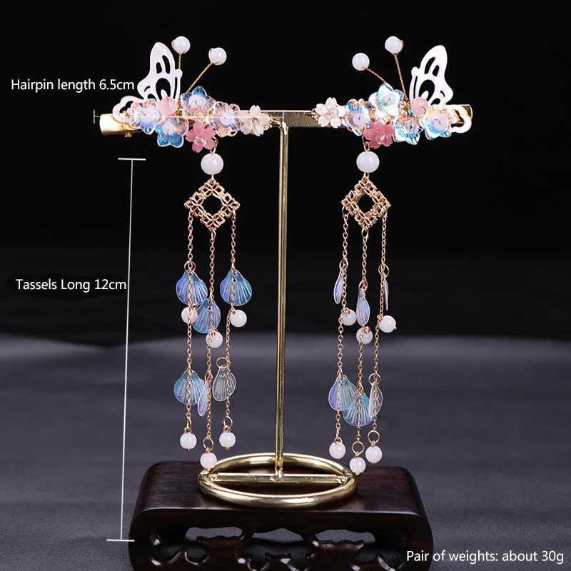 Женская заколка для волос с жемчугом FORSEVEN черная длинная длинными кисточками в