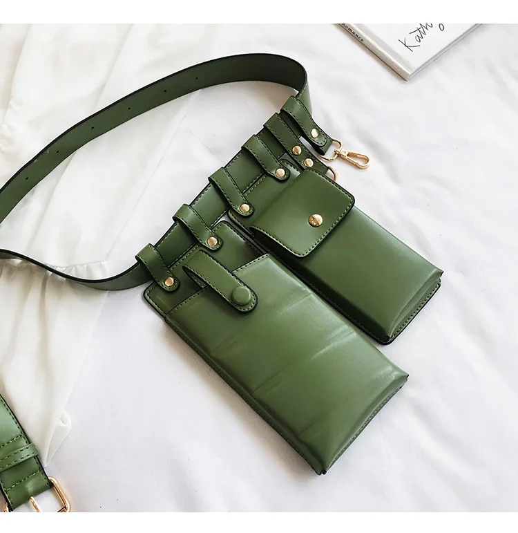 EXCELSIOR Women's Bags Fanny Waist Bags PU Hasp Chest Set Street Sport Casual Messenger Shoulder Chest pochete homem