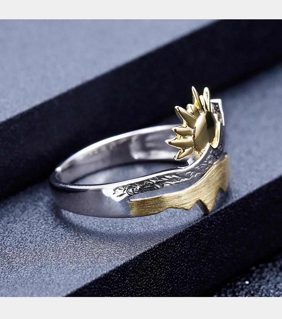 GEM'S балетное позолоченное 925 пробы Серебряное обручальное кольцо ручной работы регулируемое Открытое кольцо для мужчин Обручальное ювелирное изделие