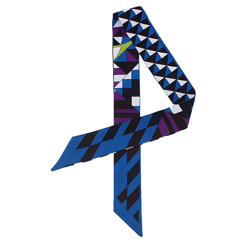 Маленький шарф POBING в клетку с геометрическим принтом женский шелковый модный