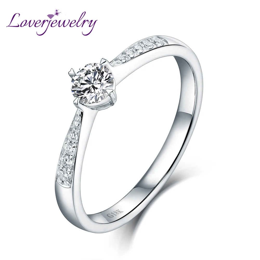 

LOVERJEWELRY Proposal Diamond Ring Real 18K White Gold Ring Charming Eterity Lover Wedding GIA Diamond Ring For Women Jewelry