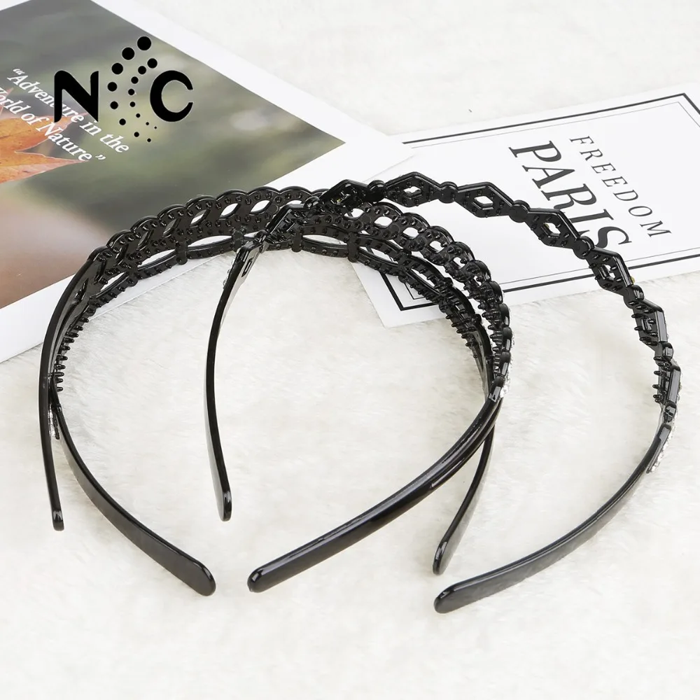 Chic Lady Elastic Plastic Rhinestone Head Chain Jewelry Headband Hairband Hair Band For Women Girls Party Accessories 1pc |