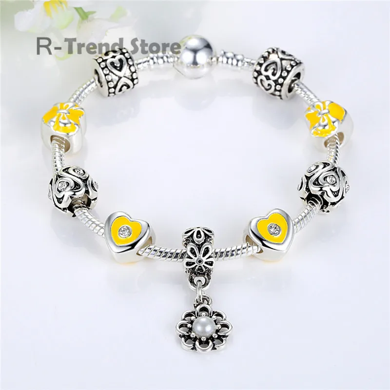 Цветок Для женщин Шарм браслет тибетские серебряные Бусины Браслеты DIY ювелирные