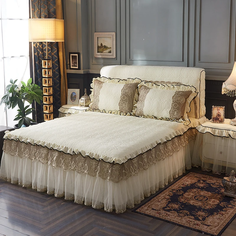 Кружевная юбка для кровати принцессы комплект толстой розового фиолетового