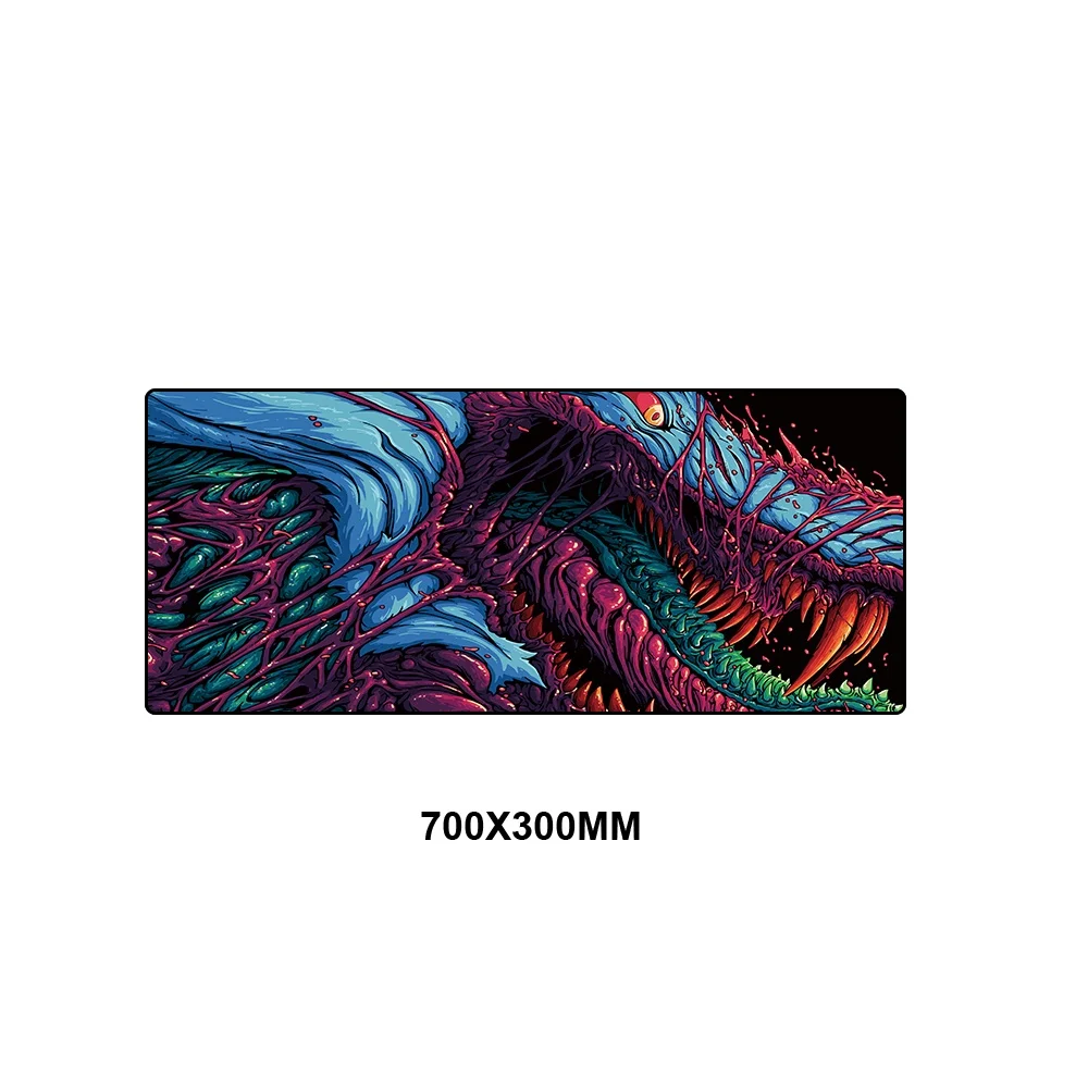700x300MM Большой коврик для мыши, игровой коврик для мыши, противоскользящий коврик для клавиатуры из натурального каучука, настольный коврик с фиксирующейся кромкой CSGO Hyper Beast AWP коврик для игровой мыши - Цвет: 700x300MM
