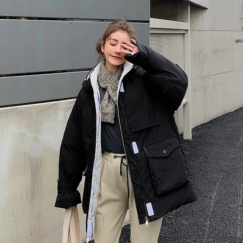 Brieuce женские короткие парки свободные пуховые хлопковые пальто зимние куртки с