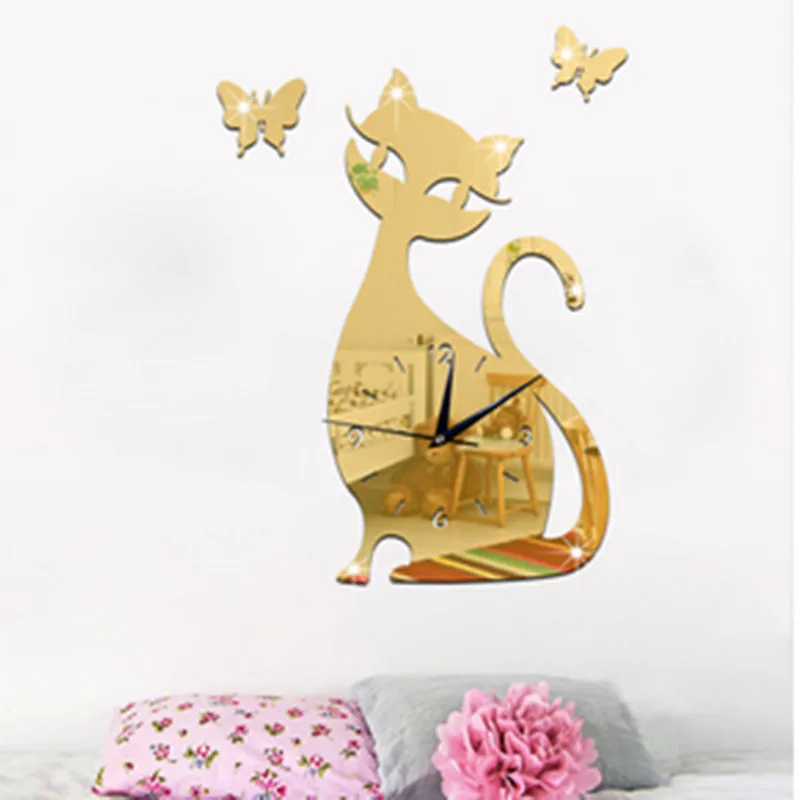 Часы настенные кварцевые с изображением кошки 4 цвета|bedroom wall clock|quartz clockwall clock |