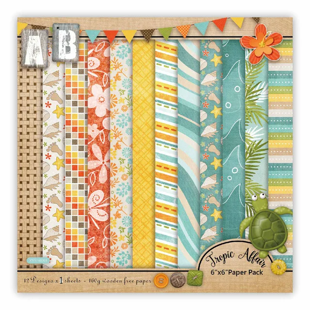 

6 Inch Tropical Affair Scrapbooking Pads Paper Origami Art Background Paper Home Deco Card Making DIY Scrapbook Paper Craft