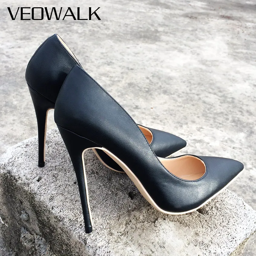 Женские туфли лодочки Veowalk на высоком каблуке 12 см с острым носком 2020|chaussure