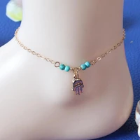 retro punk fashion 2020 new summer anklet chain beaded fatima hand simple bergamot lady wholesale anklet sales gifts