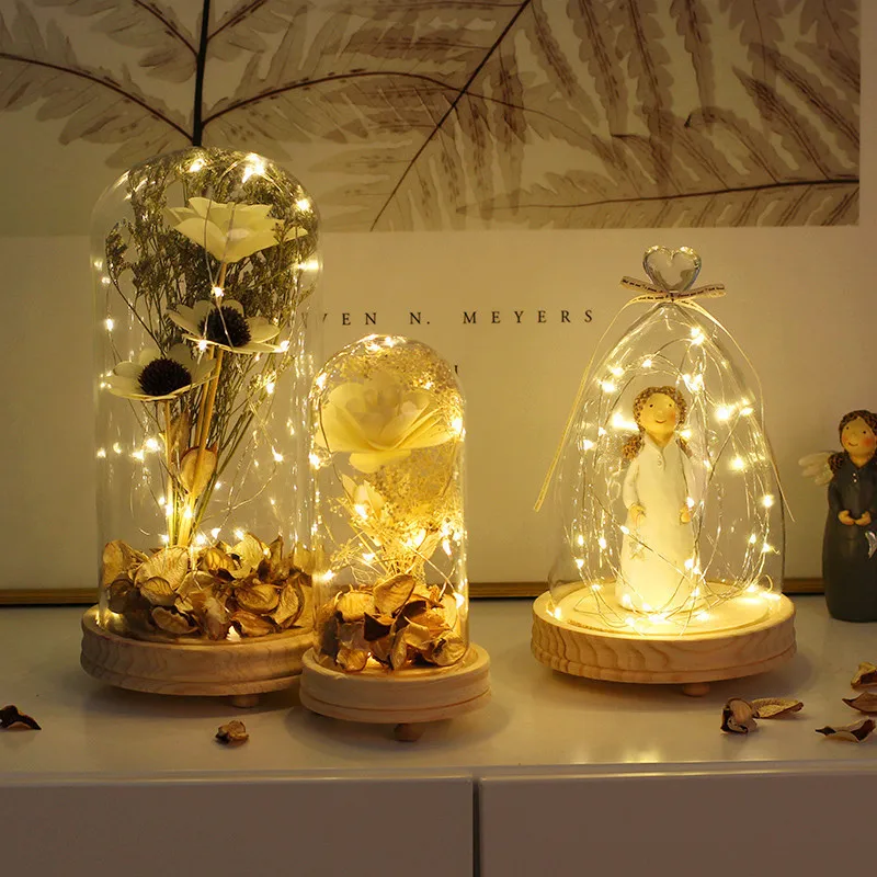 1 Piece Home Decor Glass Bedroom LED Night Light Figure Christmas Party Birthday Gift Wedding Figurie for Decoration | Дом и сад