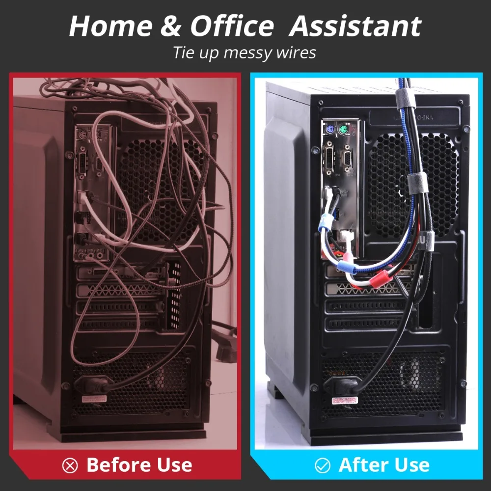 USB Cable Organizer Digital Cable Holder Protector Free Cut Wire Management Ties Hoop Stick Tape for PC Laptop Mouse Phone Cord