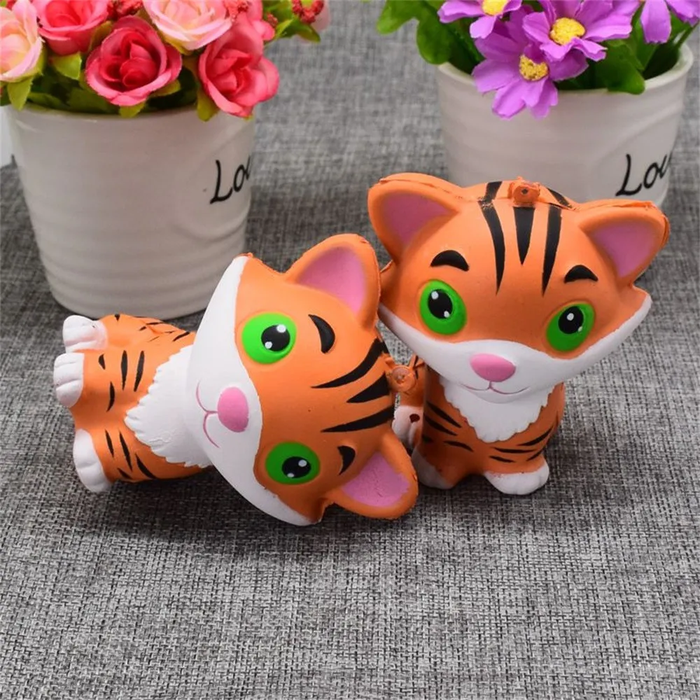 Мягкие и милые Squishies CuteTiger для сжимания медленно распрямляющаяся крем