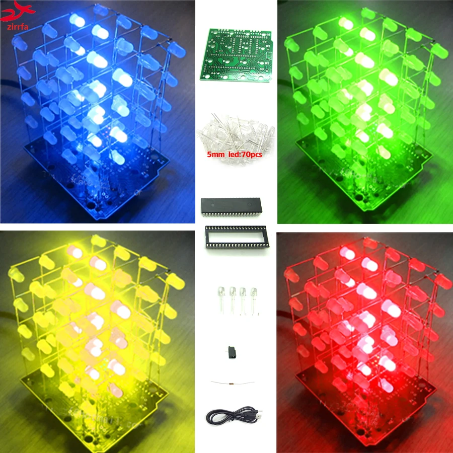 

2017 New LED DIY KIT 3d Light cubeeds Electronic DIY Kit 4X4X4