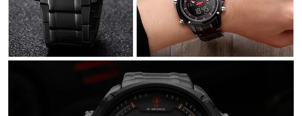 NAVIFORCE военные спортивные часы мужские из нержавеющей стали модные роскошные брендовые Цифровые Кварцевые аналоговые наручные часы Relogio Masculino