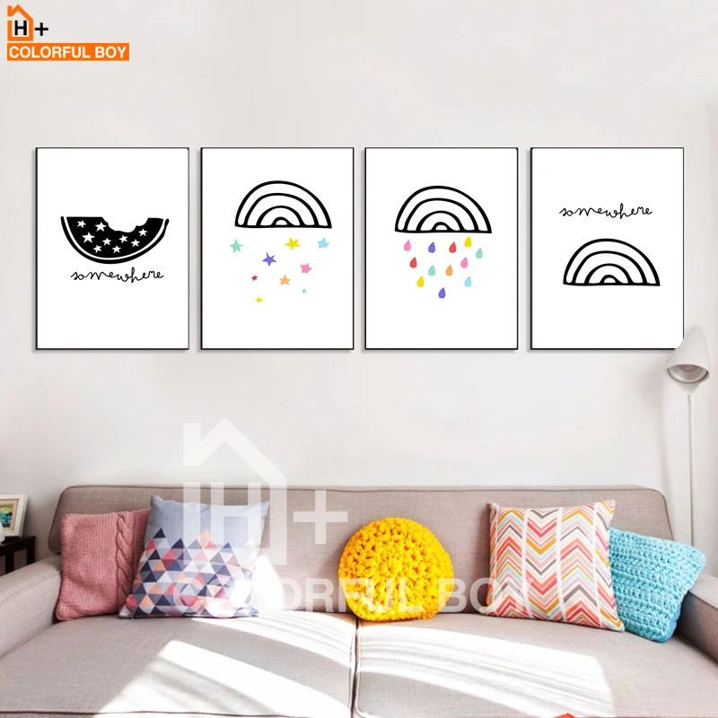 COLORFULBOY радуга звезда облако холст стены Искусство Холст живопись плакаты и