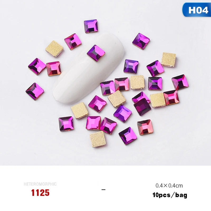 NA3147H04 10 шт. Стразы ab Crystal Камни для пламени квадратный алмаз камень 3D браслеты с подвесками стразы маникюр Нейл-арт Декор инструмент - Цвет: NA3147H04