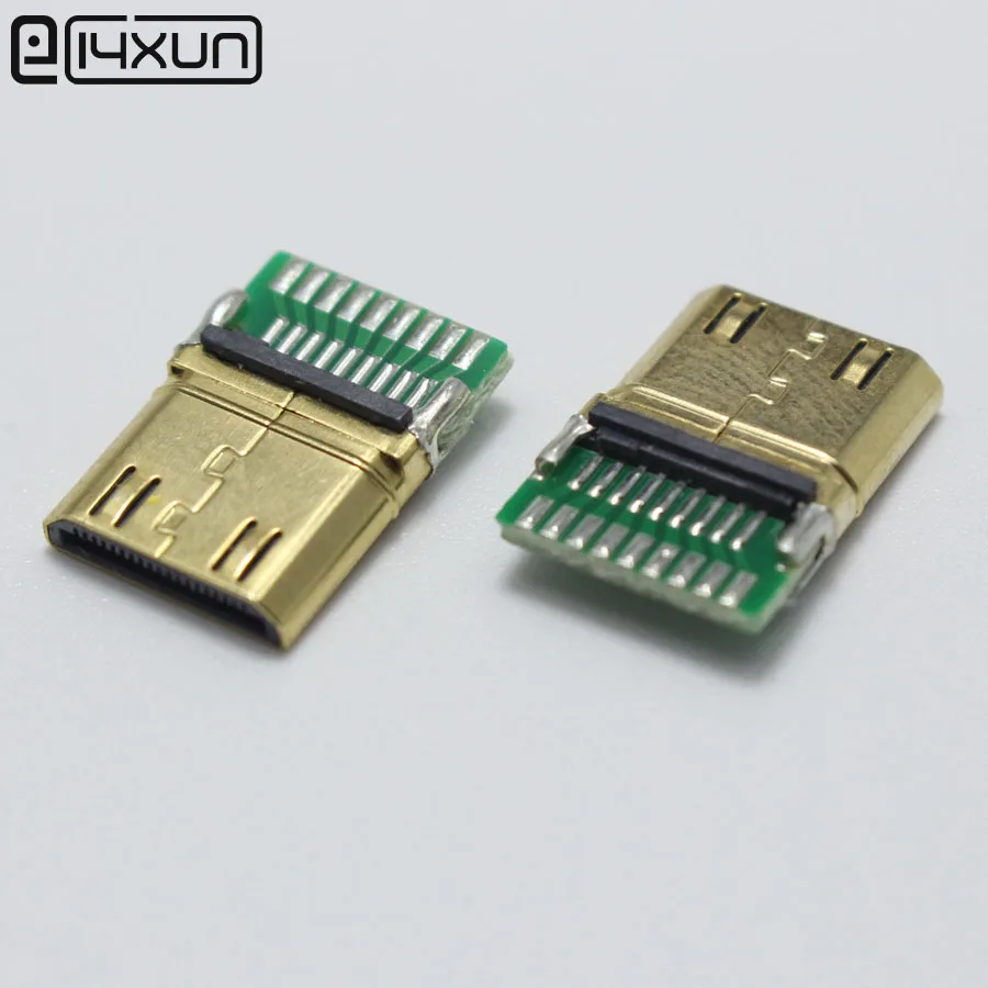 2 шт. DIY Mini HDMI Тип C Штекерный разъем для сварки 19 Pin PCB + 1 Позолоченные вилки|plug