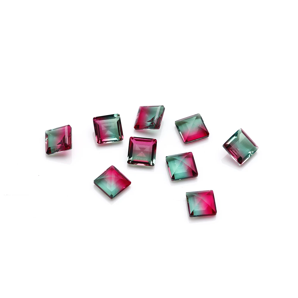 GUYINKU Square 5x5мм Двусторонняя резка Турмалин охлаждение драгоценный камень DIY