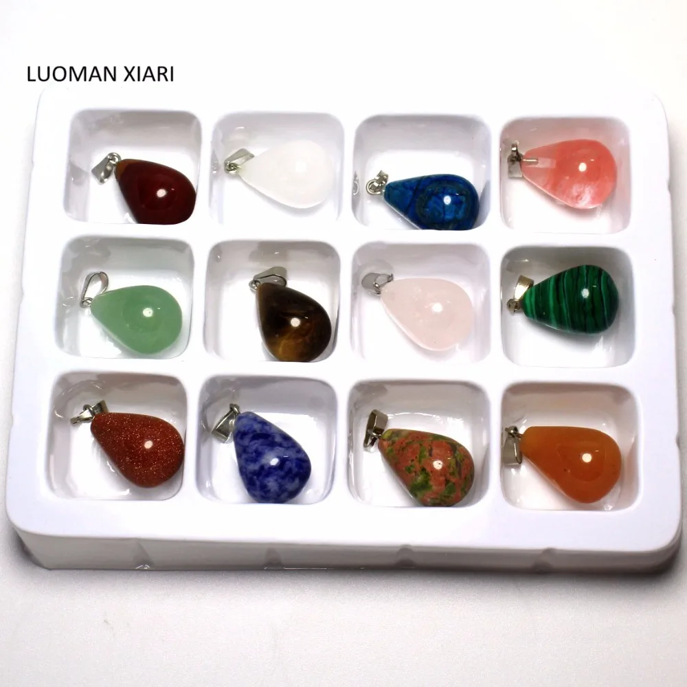 Оптовая продажа 12 штук в штучной упаковке подвески из природного камня форме