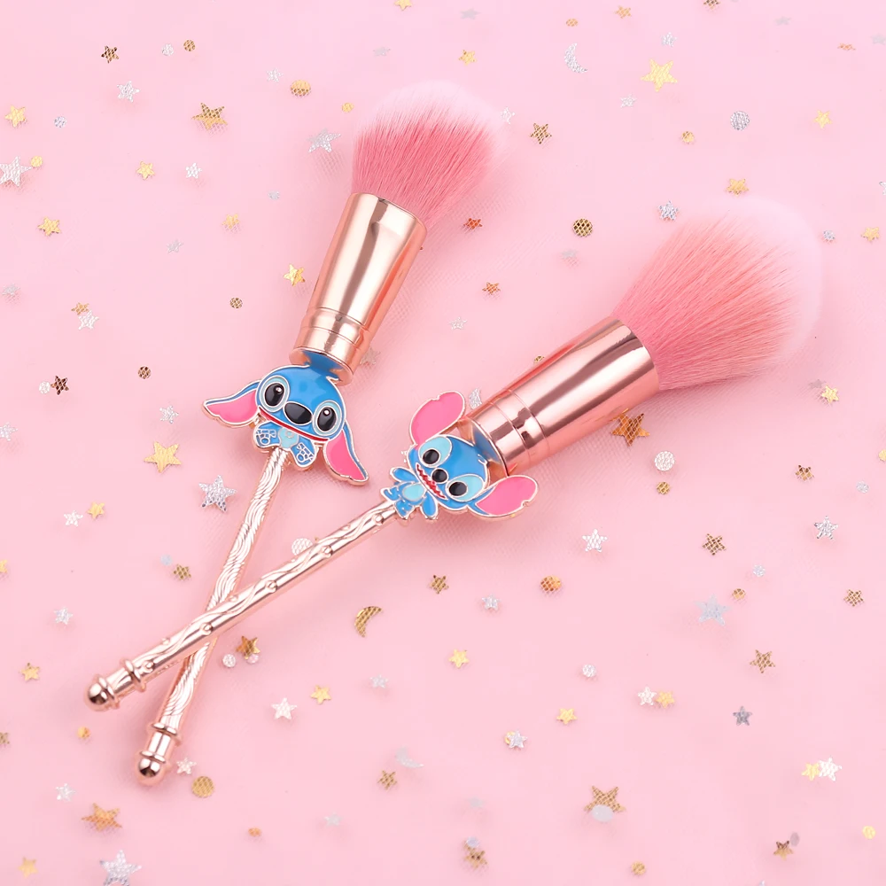 Kawaii Stitch, большая пудра, румяна, Кисть для макияжа, розовые кисти для волос, 1 шт., кисть для основы, инструмент для красоты лица, профессиональная косметика